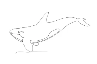 Swimming Dolphin One Line Drawing: Graceful Ocean Art Practice