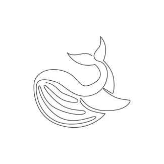 Big Whale Big Whale One Line Drawing: Fun Way to Draw a Sea Giant