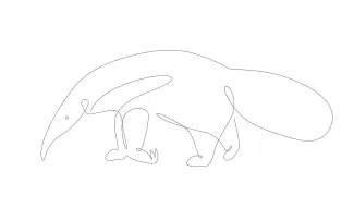 "One Line Anteater Art: A Minimalist Study of Unique and Recognizable Wildlife Figures"