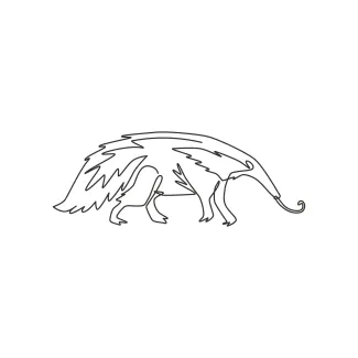 "Minimalist Big Anteater Drawing: A One Line Study of Wildlife Uniqueness"