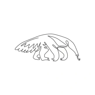 "One Line Giant Anteater Sketch: A Minimalist Approach to Recognizable Wildlife Forms"
