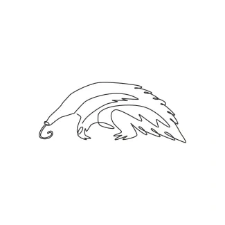"One Line Large Anteater Art: A Minimalist Approach to Recognizable Wildlife Features"