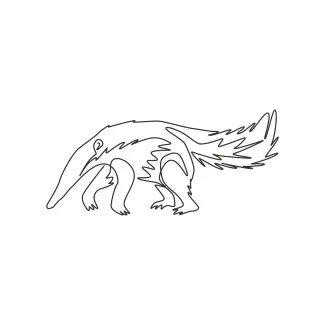 "Minimalist Large Anteater Sketch: A One Line Study of Poised and Unique Wildlife Figures"