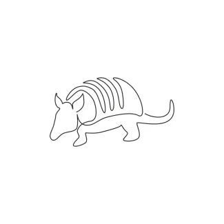 "One Line Exotic Armadillo Sketch: A Minimalist Approach to Unique Wildlife Figures"