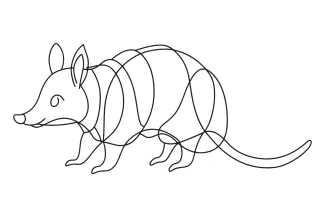 "Minimalist Armadillo Illustration: A One Line Study of Wildlife Adaptation and Protection"