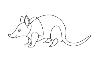 Simple One Line Drawing of an Armadillo for Practicing Texture and Form
