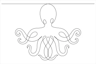 Octopus Beginner One-Line Octopus Drawing for Marine Shape Recognition
