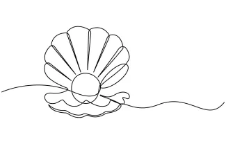 Simple Oyster Shell with Pearl in One Line to Develop Proportion Skills