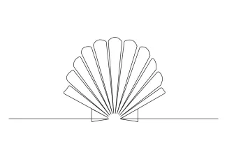 Open oyster shell seashell One-Line Drawing of Open Oyster Shell to Build Visual Planning Skills