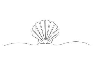 Open oyster shell seashell One-Line Open Oyster Shell Drawing for Natural Form Simplification