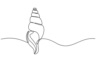 One-Line Conch Snail Shell Drawing for Line Flow and Natural Curves