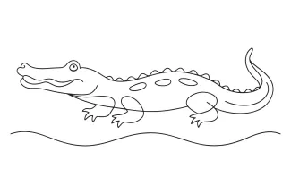 Alligator One Line Alligator Drawing: Swamp Animal Art for Beginners
