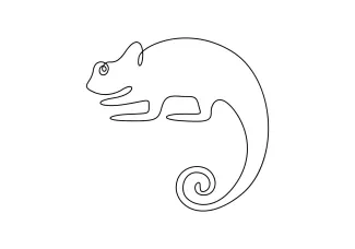 Chameleon Draw a Chameleon in One Line: Beginner-Friendly Reptile Sketching