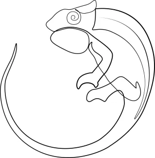 Exotic chameleon One Line Chameleon Drawing: Master Reptile Form with Easy One Line Repetition