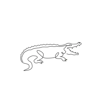 Wild crocodile Simple One Line Crocodile Drawing for Practicing Reptile Forms