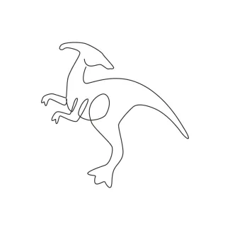 Agile and fast Parasaurolophus One Line Parasaurolophus Drawing for Practicing Movement