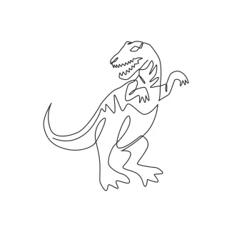 Furious Tyrannosaurus Rex One Line T-Rex Drawing for Capturing Intensity