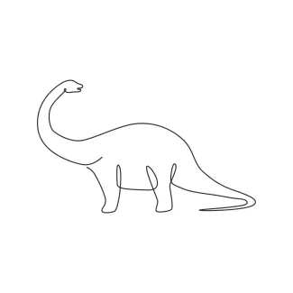 Giant Brontosaurus prehistory animal with long neck One Line Brontosaurus Drawing for Exploring Massive Dinosaur Forms