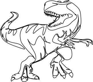 Tyrannosaurus Simple One Line Drawing of T. rex: Practice Prehistoric Animal Shapes