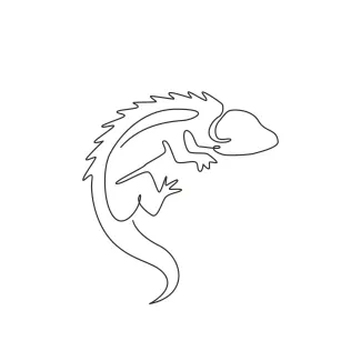 Beautiful iguana Easy One Line Iguana Drawing for Exploring Reptile Features