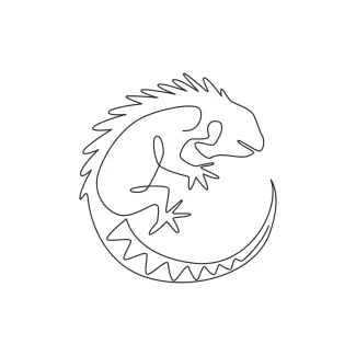 Beautiful iguana One Line Drawing of a Tropical Iguana for Relaxing Art Time