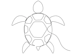 Sea turtle Easy One Line Drawing of Sea Turtle: A Great Animal for Art Starters