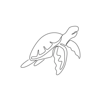Wild sea turtle Easy One Line Drawing of a Sea Turtle for Beginners and Nature Fans